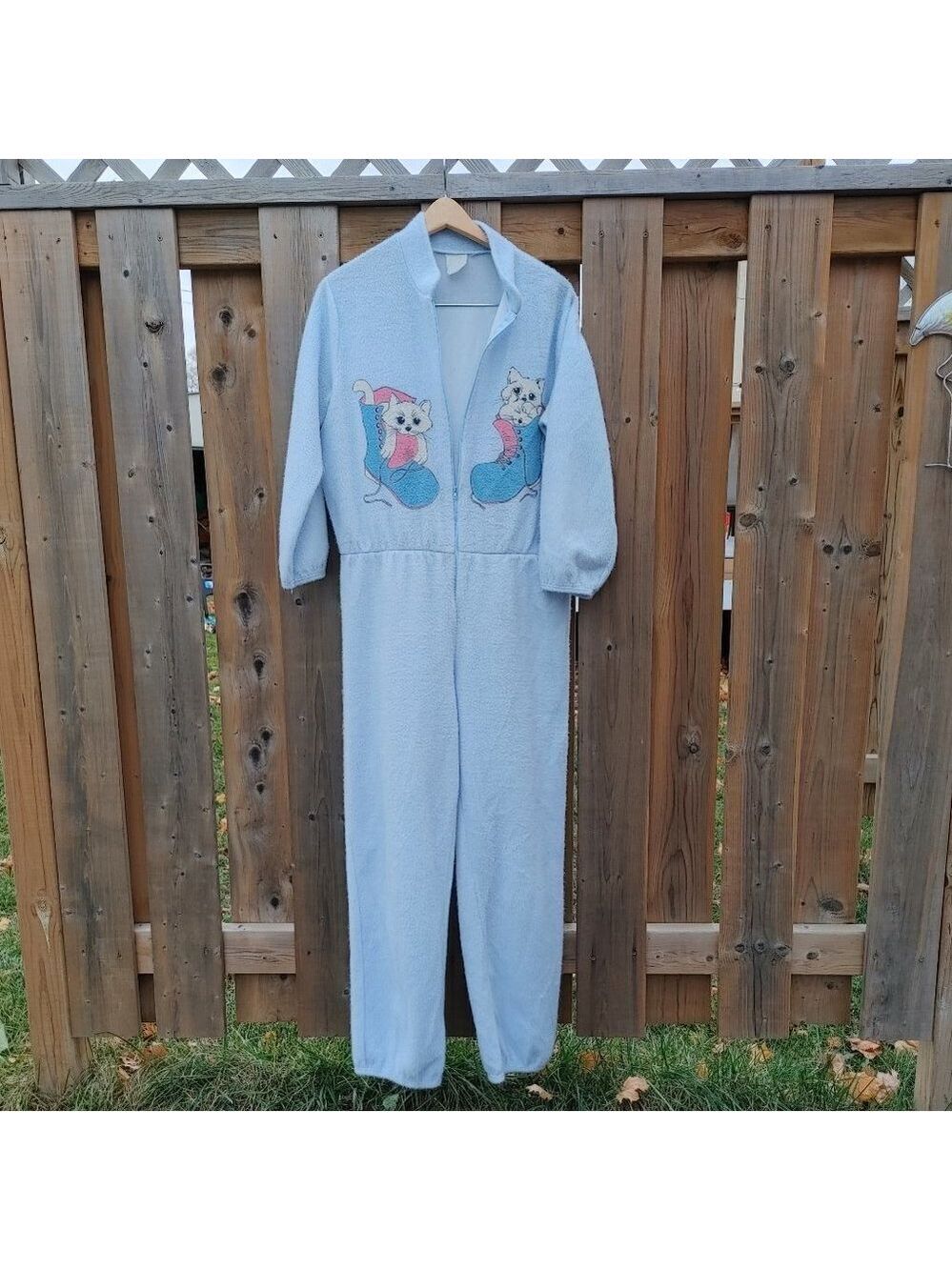 ADORABLE Kittens in Boots Onsie Pajamas Romper Fleece Size XL